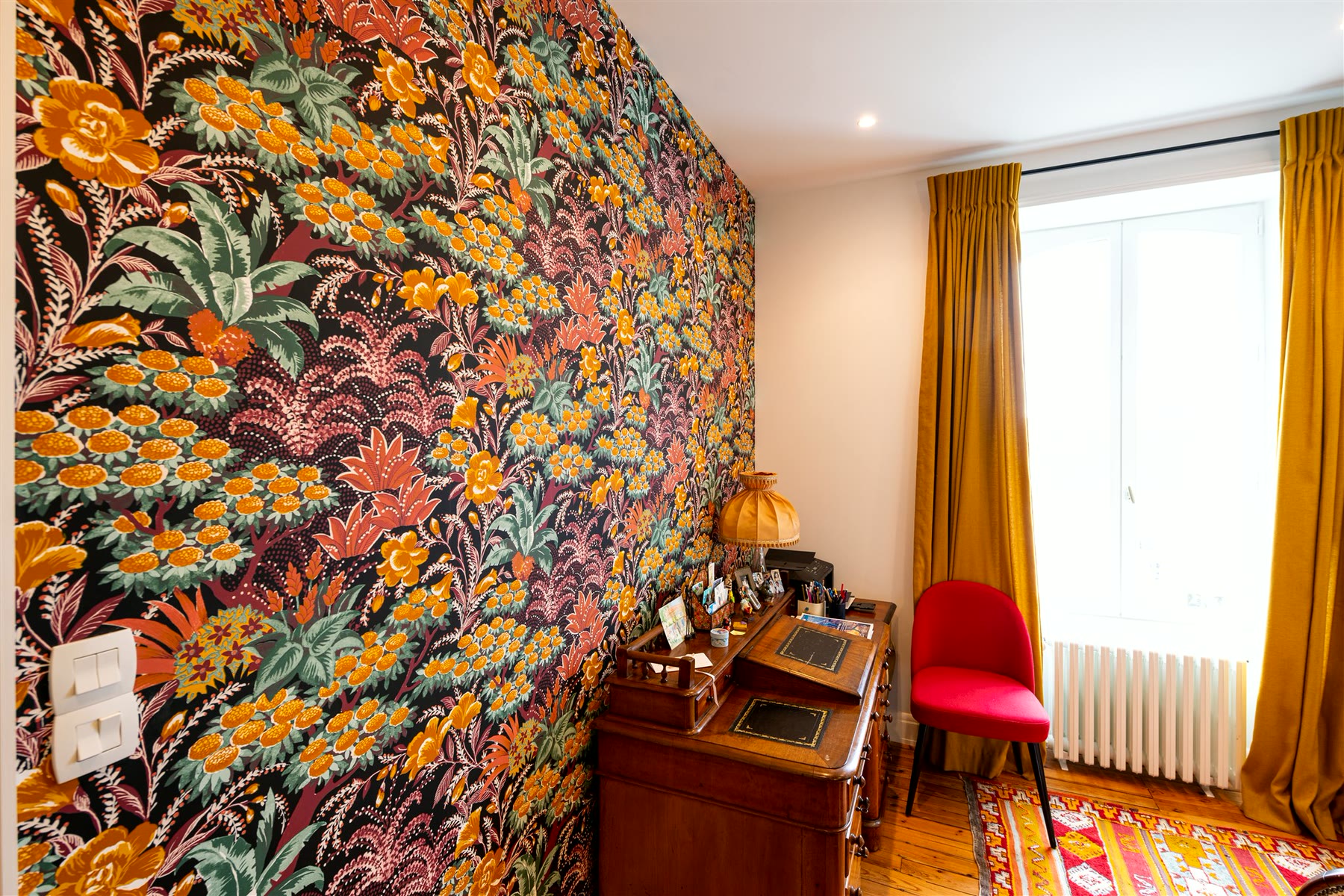 Chambre — papier peint fleuri — papier peint à Vannes